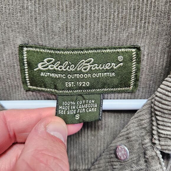 Eddie Bauer Corduroy Jacket Womens Small Green Collared Button Front - Picture 6 of 11